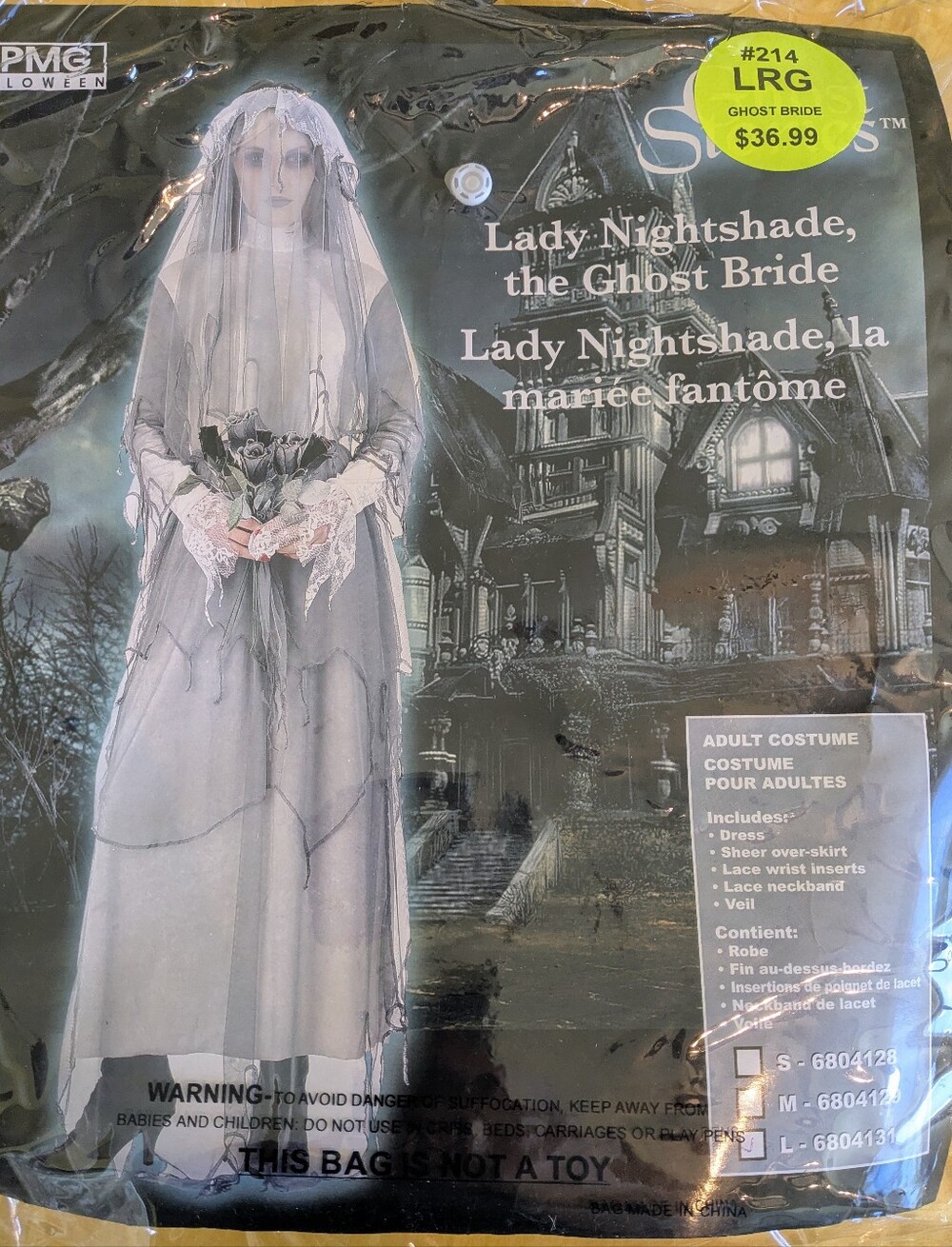 👻 Ghost Bride Costume- White & Gray; Size: LG